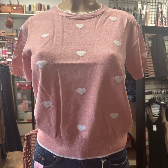 Pink Heart Pattern Sweater - Picture 2 of 9